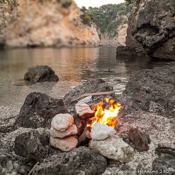 Beach barbeque in a secluded cove